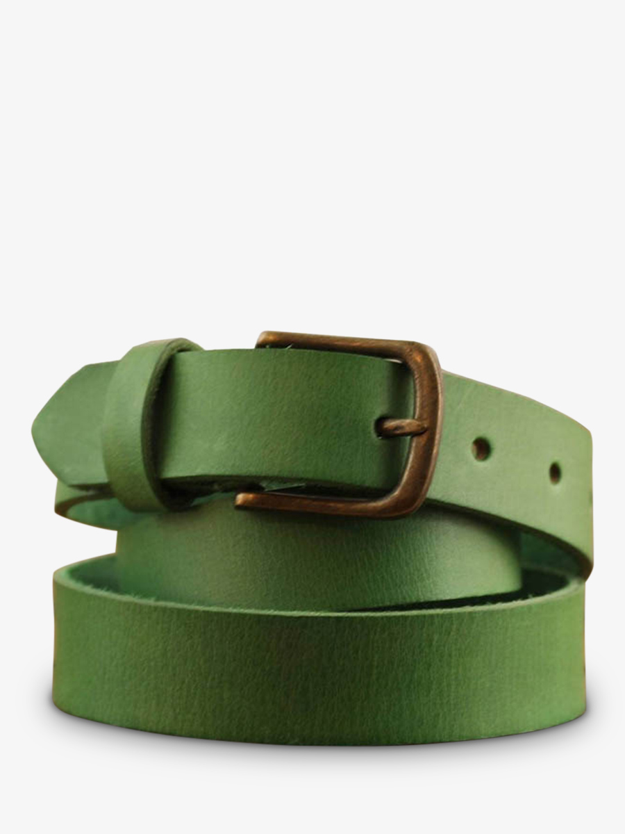 photo-vue-de-face-ceinture-en-cuir-pour-homme-et-femme-vert-laceinture-a-boucle-vert-jungle-paul-marius-lb-115-gr