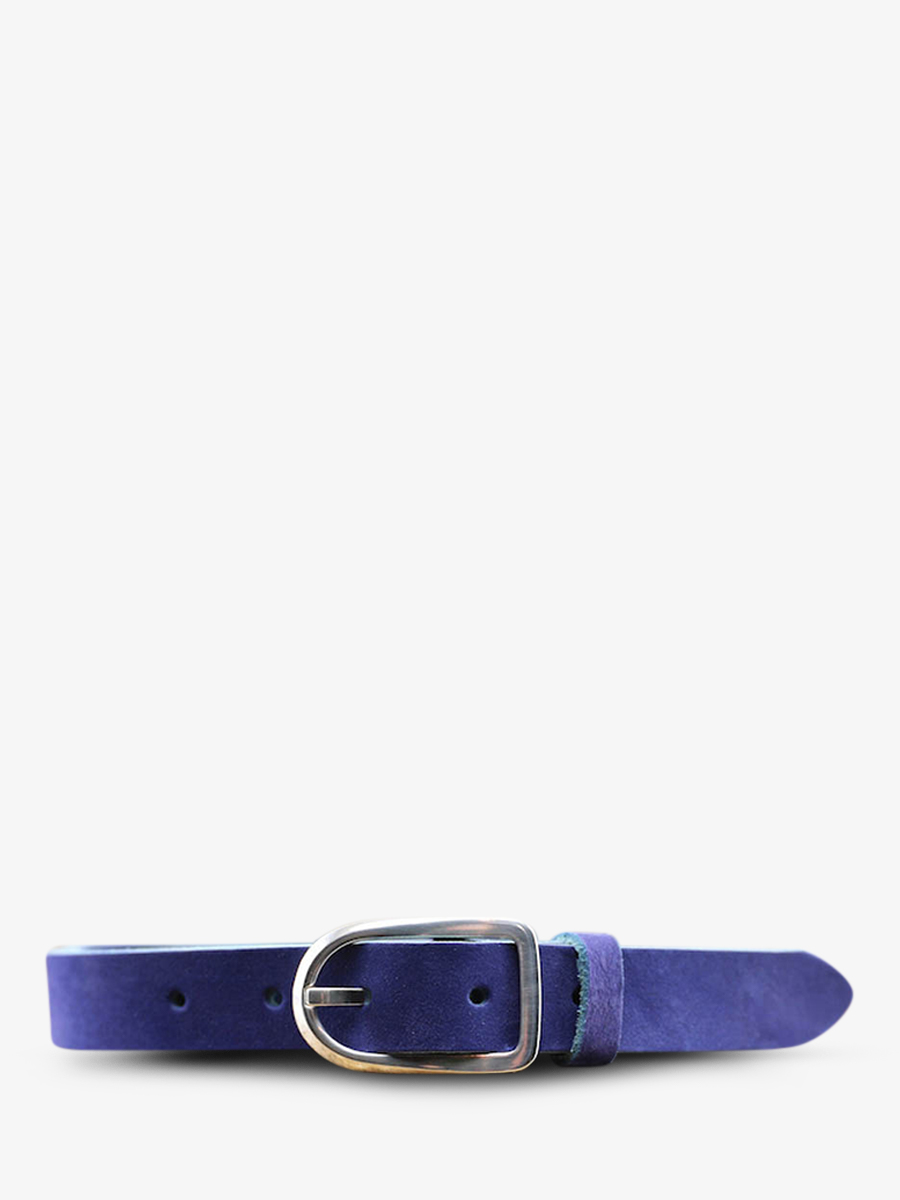 photo-vue-de-face-ceinture-en-cuir-pour-homme-et-femme-bleu-laceinture-magnifique-nubuck-25mm-bleu-electrique-paul-marius-cdv-25-n-eb