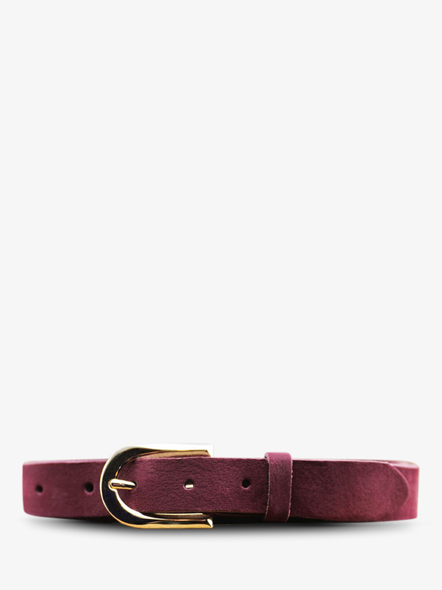 photo-vue-de-face-ceinture-en-cuir-pour-homme-et-femme-violet-laceinture-magnifique-nubuck-25mm-prune-paul-marius-cdv-25-n-p