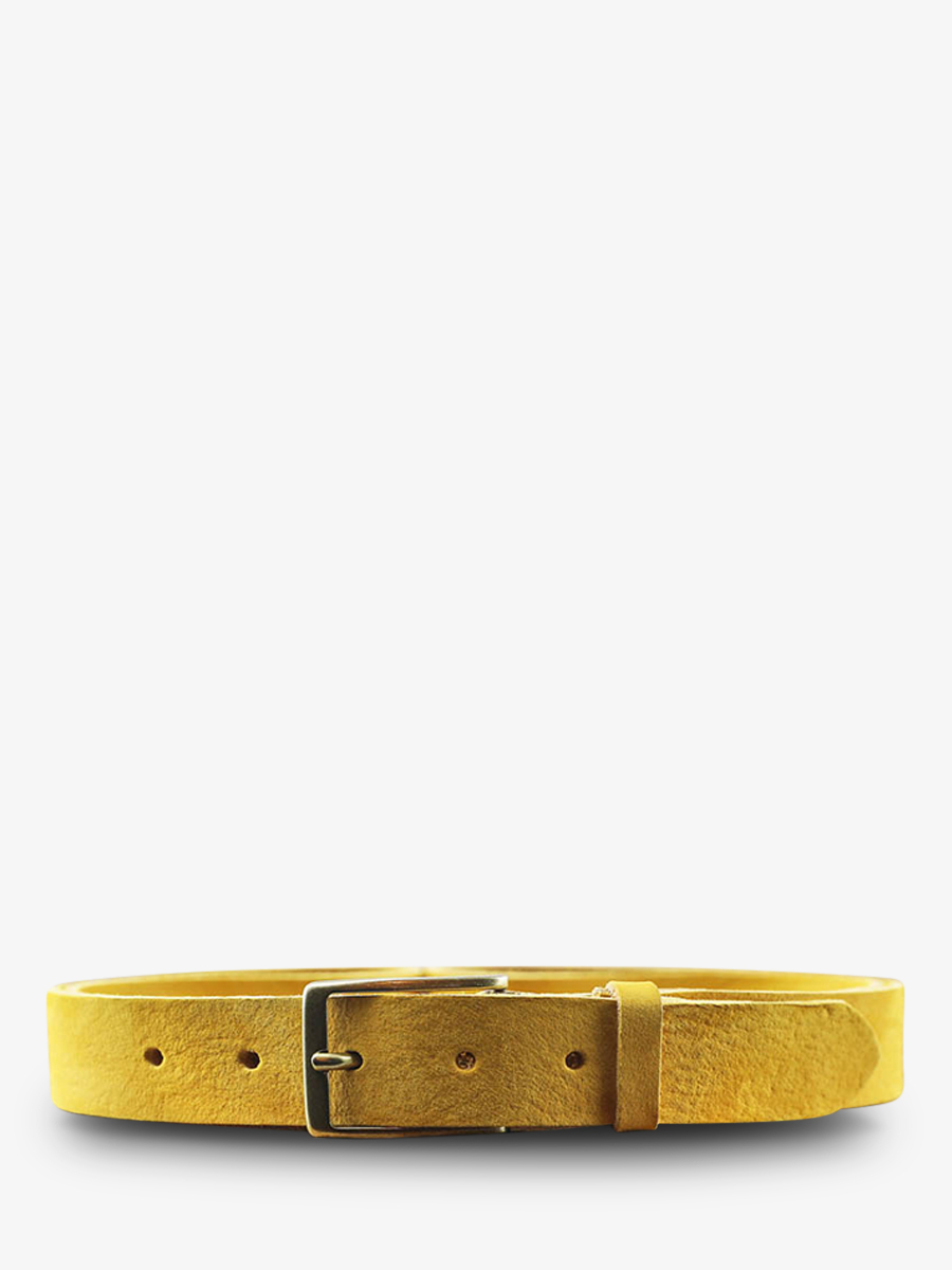 photo-vue-de-face-ceinture-en-cuir-pour-homme-et-femme-jaune-laceinture-magnifique-nubuck-30mm-safran-paul-marius-cdv-30-n-y