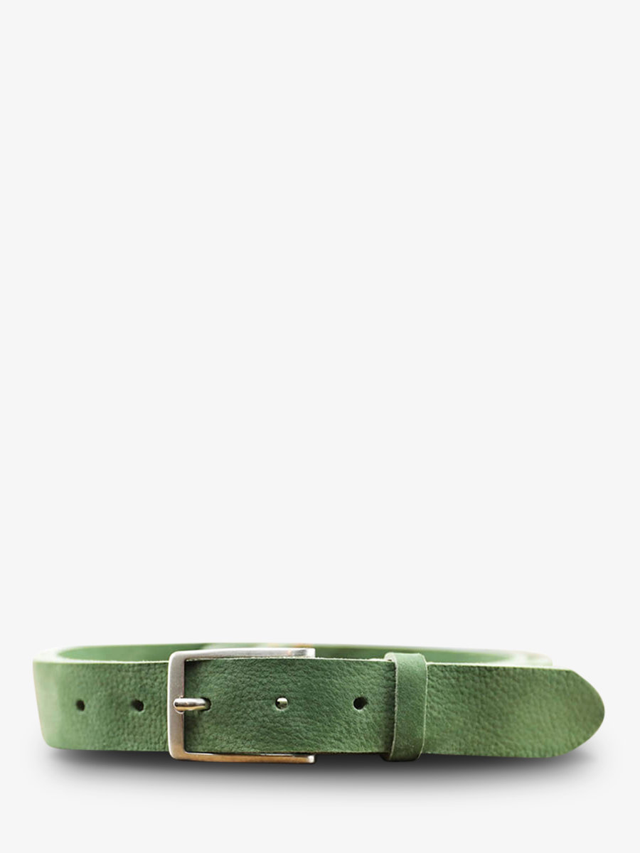 photo-vue-de-face-ceinture-en-cuir-pour-homme-et-femme-vert-laceinture-magnifique-nubuck-30mm-vert-amande-paul-marius-cdv-30-n-ga