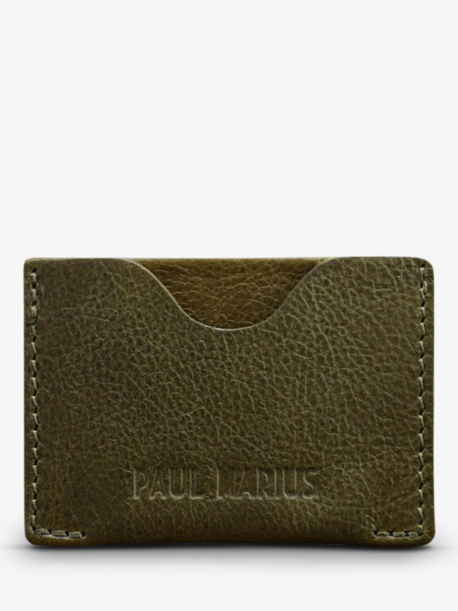 photo-vue-de-face-porte-carte-bancaire-cuir-kaki-leporte-cartes-gabin-kaki-paul-marius-m55-k