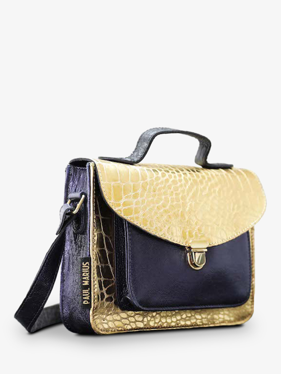 photo-vue-de-cote-sac-bandouliere-cuir-femme-dore-bleu-mademoiselle-george-caiman-or-bleu-metallise-paul-marius-w05-c-g-mcblu