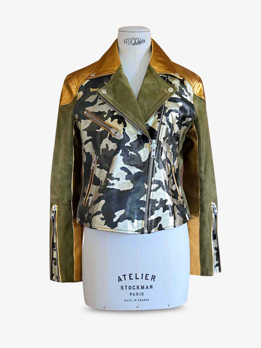 photo-vue-de-face-perfecto-cuir-femme-marron-vert-leperfecto-camouflage-kaki-dore-paul-marius-wpj-ca-k-g-s36
