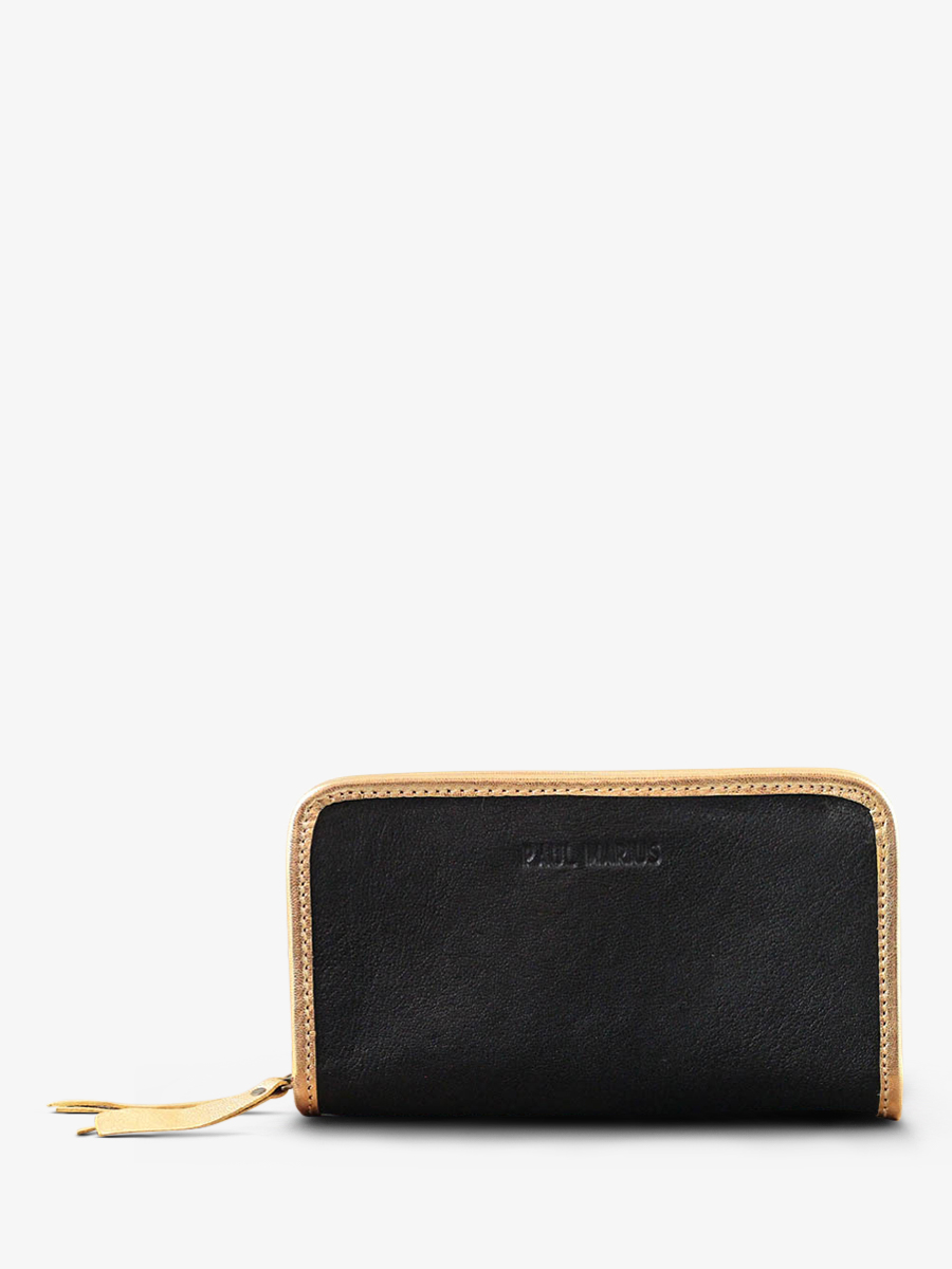 MonCompagnon Noir Dore portefeuille cuir femme Noir Dore PAUL MARIUS