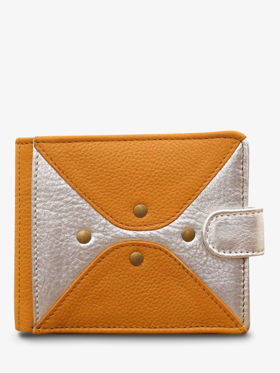 photo-vue-de-face-portefeuille-cuir-femme-jaune-argente-leportefeuille-louise-safran-argente-paul-marius-m30-y-s