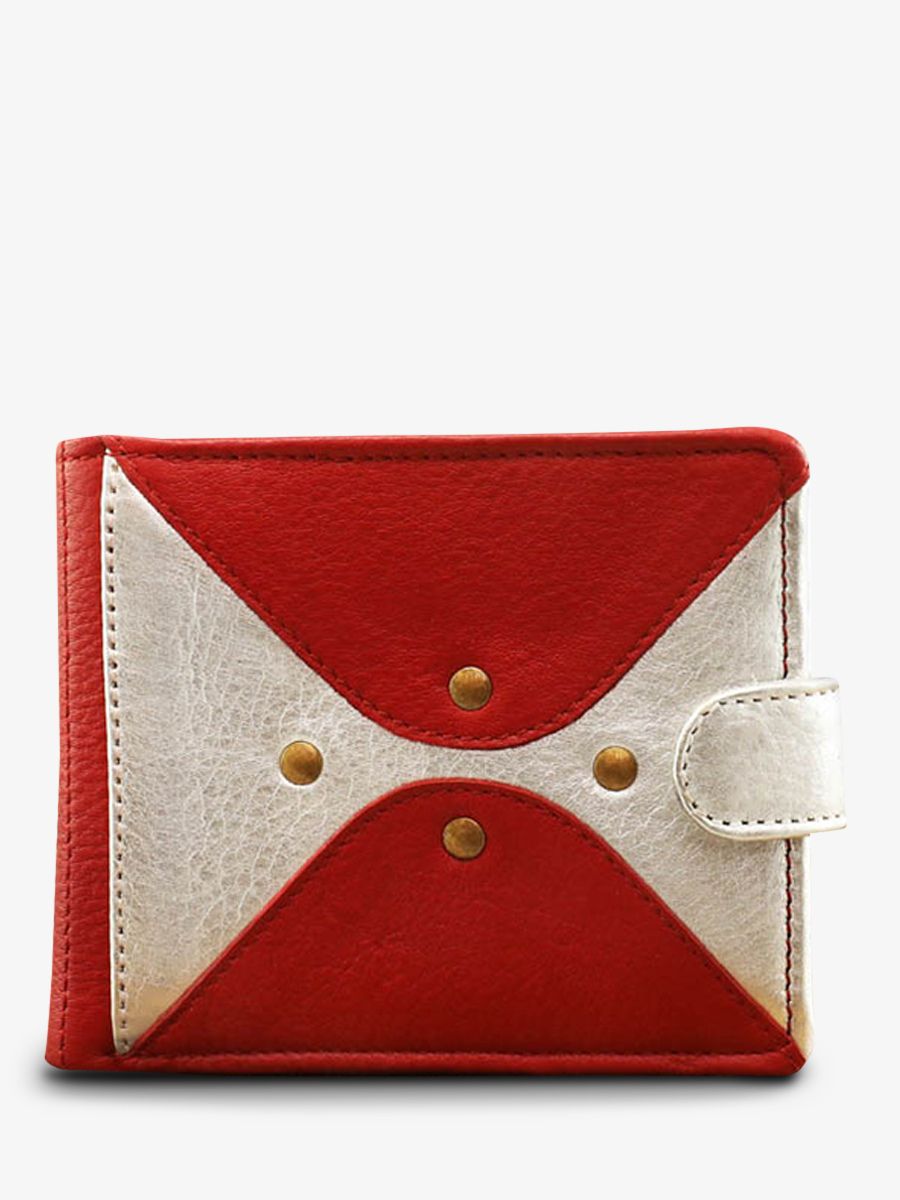 photo-vue-de-face-portefeuille-cuir-femme-rouge-argente-leportefeuille-louise-rouge-argente-paul-marius-m30-r-s