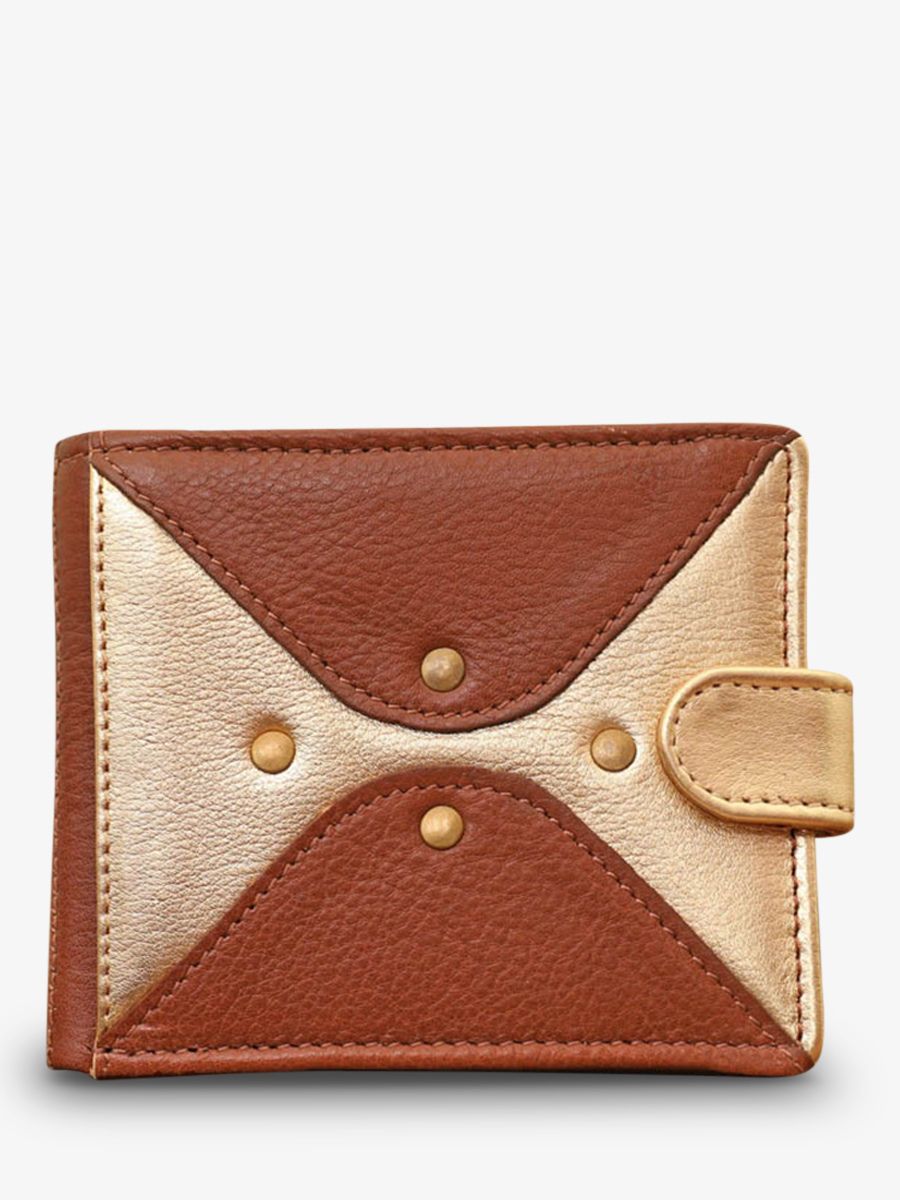 LePortefeuille Louise Naturel Dore portefeuille cuir femme Marron Dore PAUL MARIUS