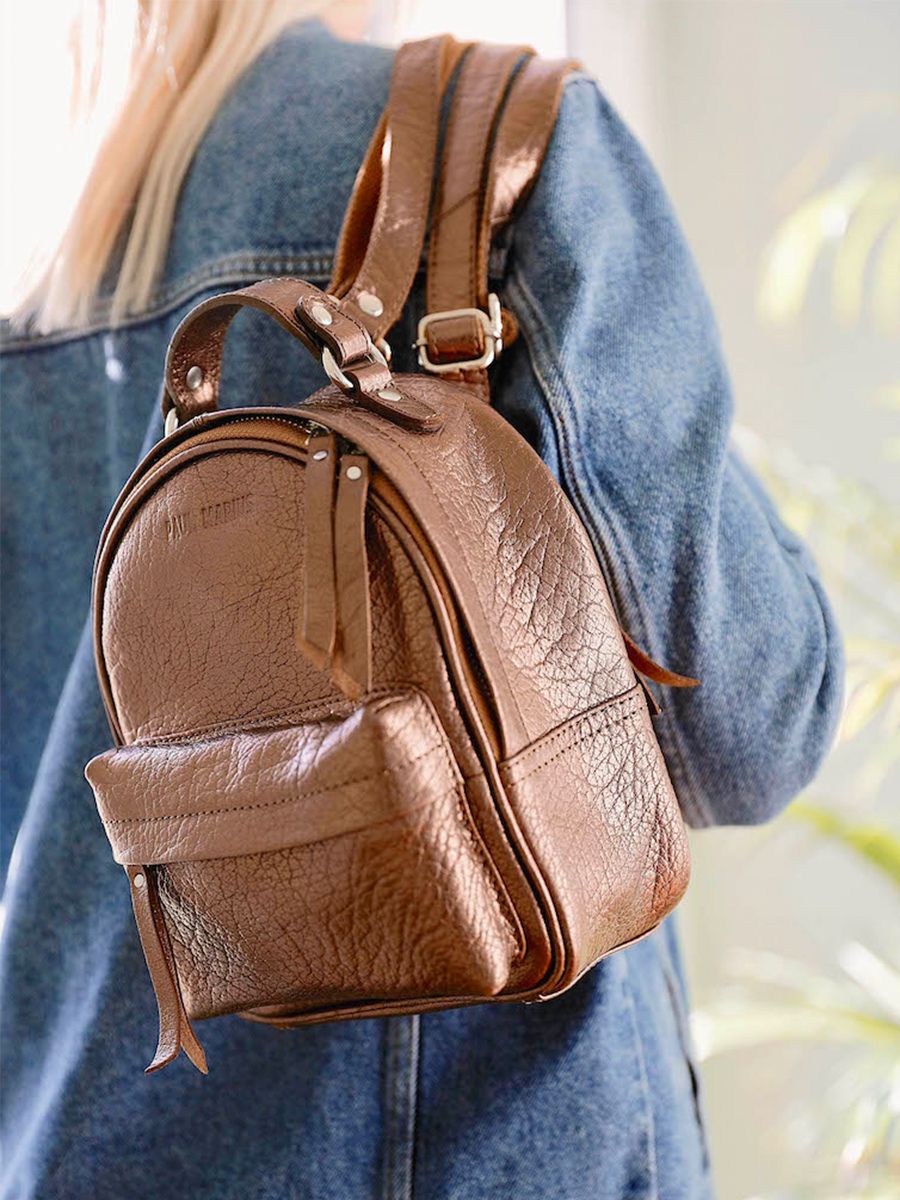 LeMini Intr pide Cuivr petit sac a dos cuir femme Cuivr PAUL