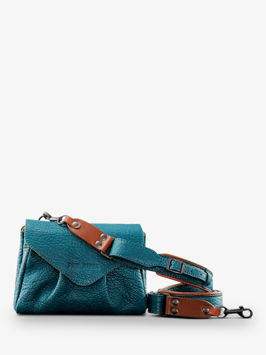 Le Mini Indispensable Bleu Piscine - sac bandoulière cuir femme Bleu