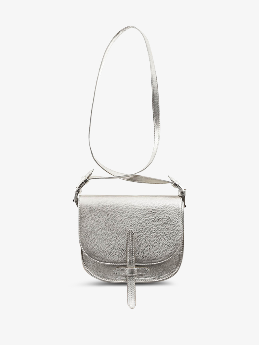 photo-vue-de-face-sac-bandouliere-cuir-femme-argente-lidole-argente-paul-marius-w16-s
