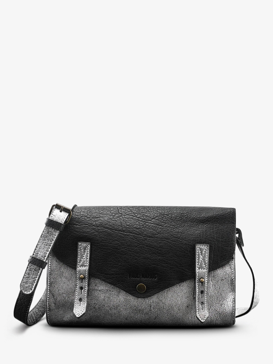 L Indispensable Argent Noir sac bandouli re cuir femme