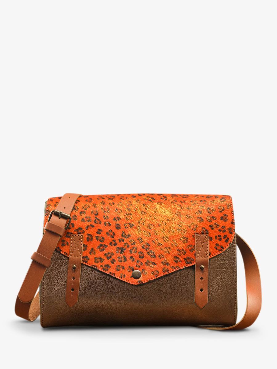 photo-vue-de-face-sac-bandouliere-cuir-femme-orange-cuivre-lindispensable-leopard-orange-cuivre-paul-marius-w08-lp-o-c