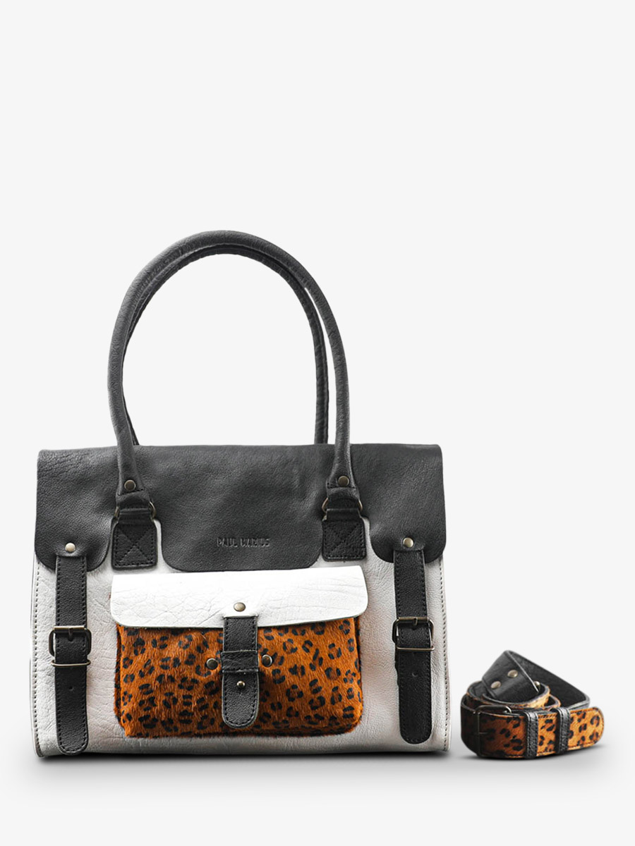 photo-vue-de-cote-sac-bandouliere-cuir-femme-noir-blanc-lerive-gauche-m-leopard-noir-blanc-paul-marius-w01m-lp-b-w