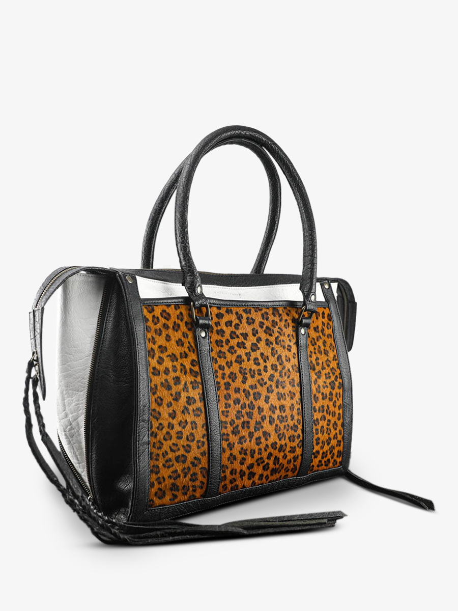 photo-vue-de-cote-sac-a-main-cuir-business-noir-blanc-lerive-droite-l-leopard-noir-blanc-paul-marius-w19l-lp-b-w