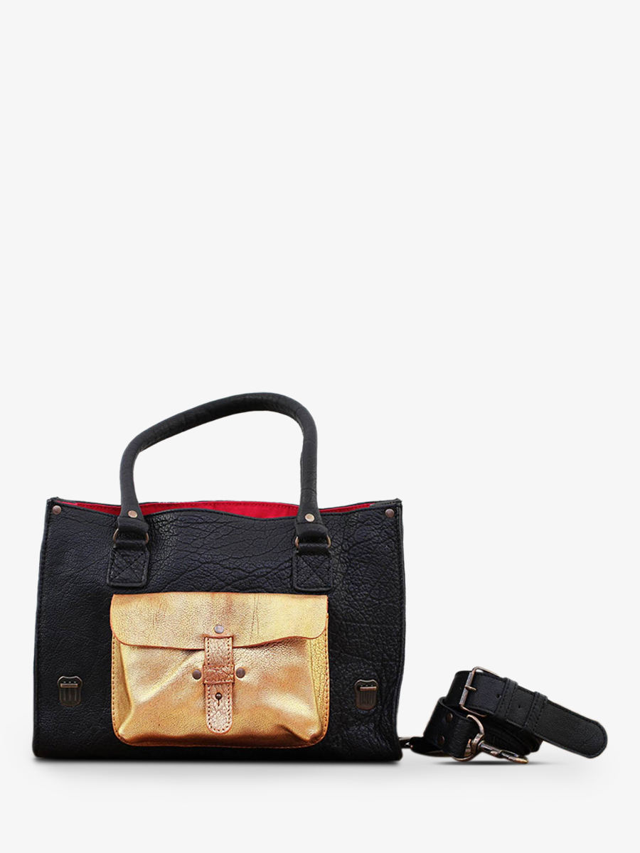 LeRive Gauche M Noir Dore sac bandouliere cuir femme Noir Dore PAUL MARIUS