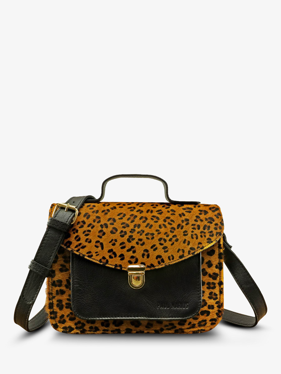 Mademoiselle George L opard Noir sac bandouli re cuir femme Noir PAUL MARIUS