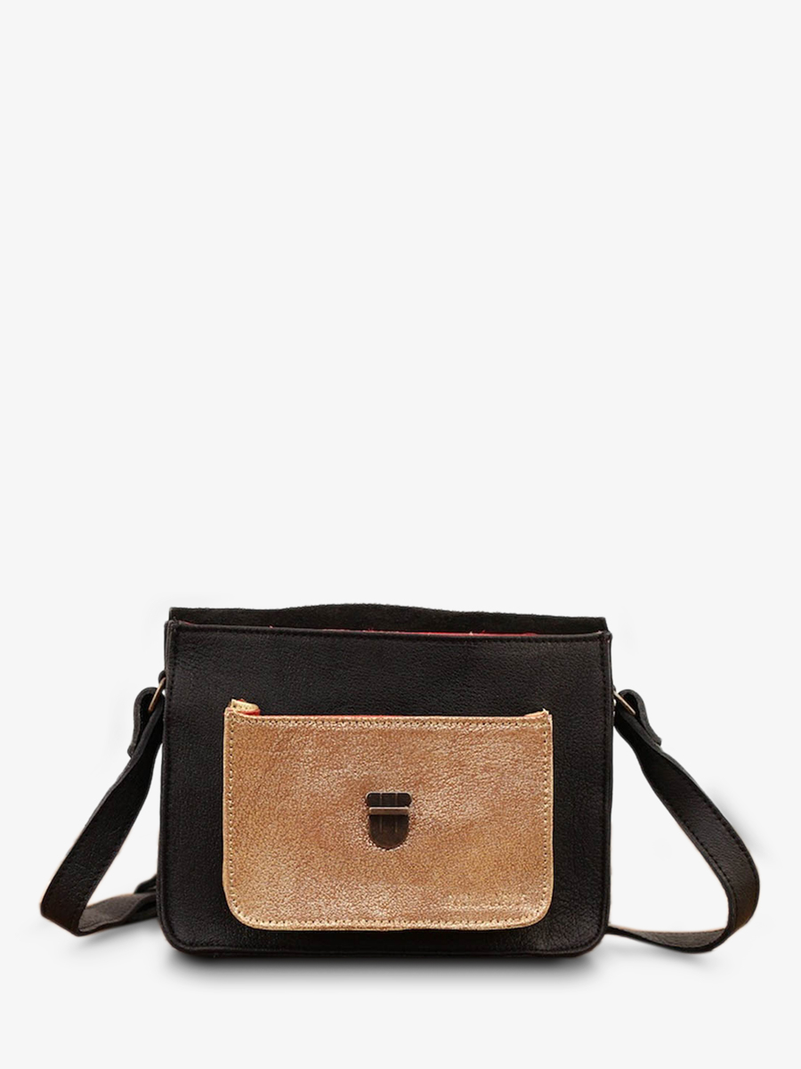 Mademoiselle George Noir Dore sac bandouliere cuir femme Noir Dore PAUL MARIUS