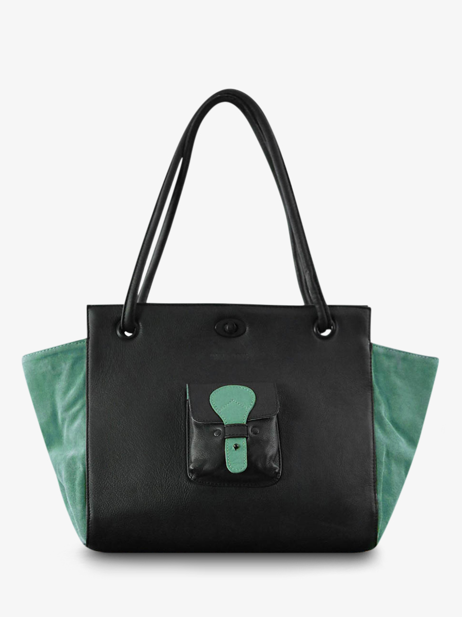 photo-vue-de-face-sac-a-main-cuir-paulmarius-noir-vert-madame-m-noir-vert-amande-paul-marius-m48-b-ga