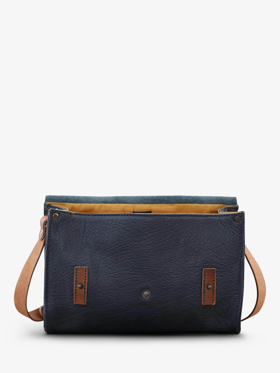 Cartable femme en cuir à bandoulière, modèle unique bleu et