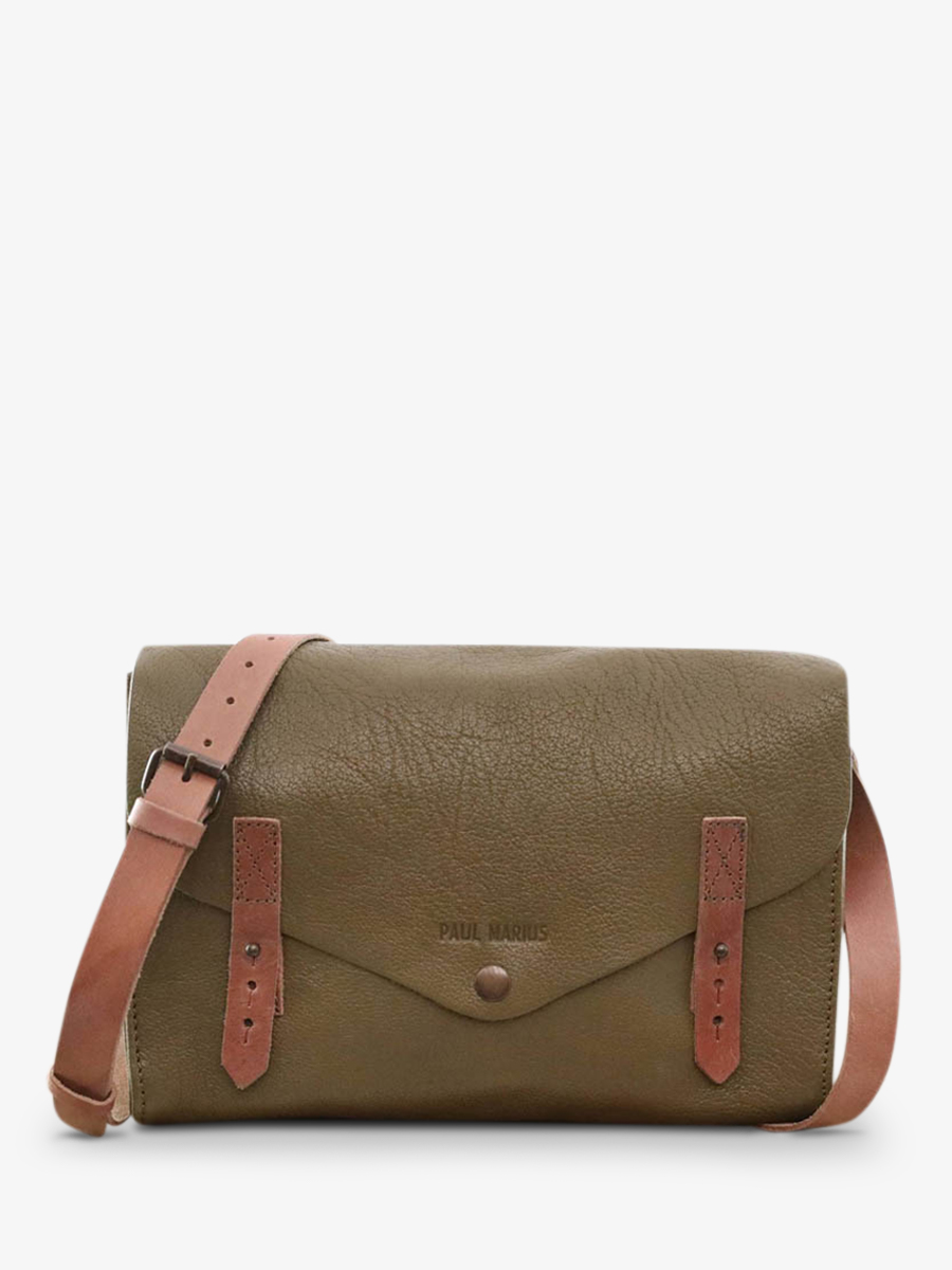 photo-vue-de-face-sac-bandouliere-cuir-femme-kaki-lindispensable-kaki-paul-marius-w08-k
