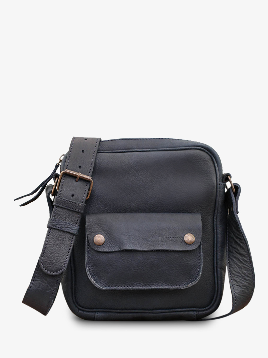 Sac cuir top bleu petrole