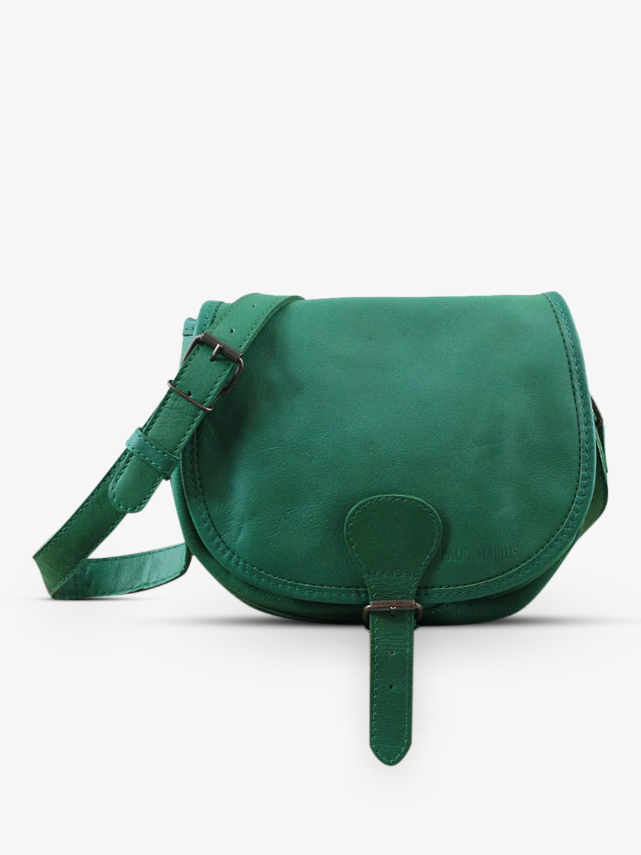 photo-vue-de-face-sac-bandouliere-cuir-femme-vert-paul-marius-lebohemien