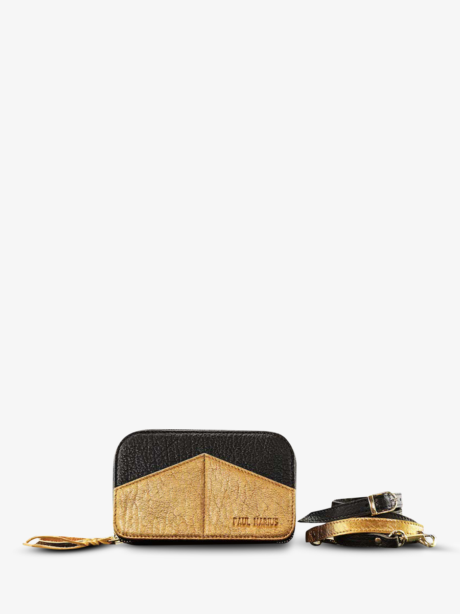 Paula Noir Dore sac ceinture cuir femme Noir Dore PAUL MARIUS