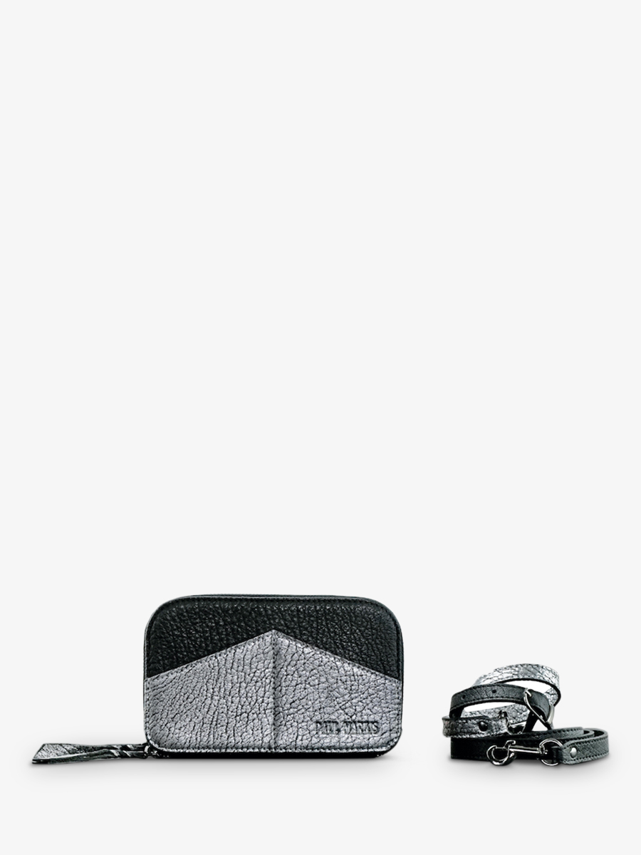 Paula Argenté / Noir - sac ceinture cuir femme Argenté,Noir