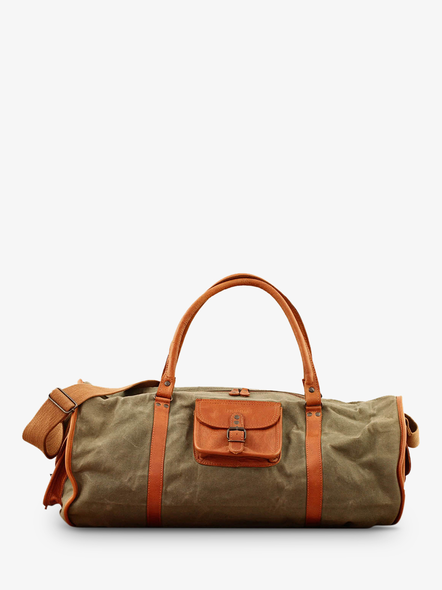 photo-vue-de-face-sac-de-voyage-en-cuir-vert-levoyageur-toile-xl-vert-kaki-paul-marius-m08s60-gc