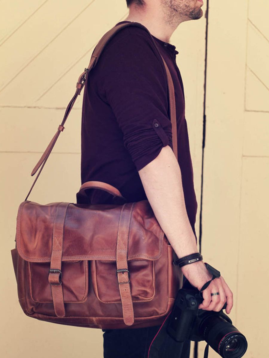 LeReporter Naturel sac photo cuir argentique Marron PAUL MARIUS