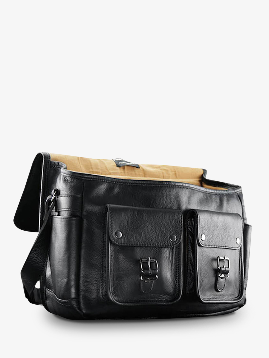 LeReporter Noir sac photo cuir argentique Noir PAUL MARIUS