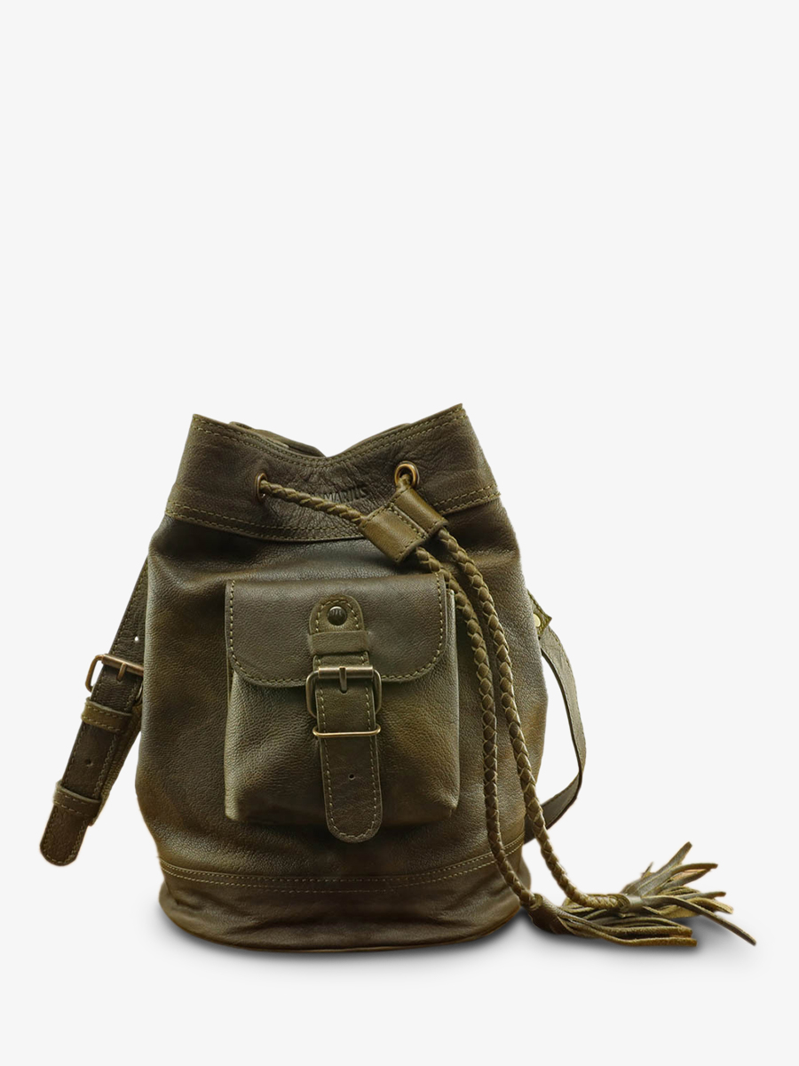 photo-vue-de-face-sac-seau-cuir-femme-kaki-leflâneur-kaki-huile-paul-marius-m303-ok