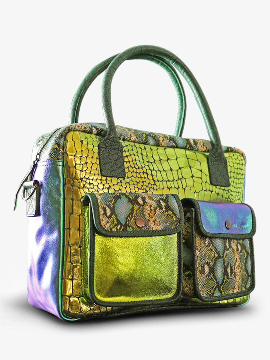 photo-vue-de-cote-porte-document-cuir-femme-multicolore-ledandy-chimere-dragon-paul-marius-w04-ch-gr