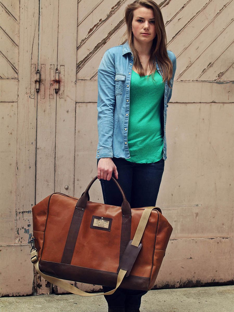 LeLong Courrier Naturel sac de voyage cuir Marron PAUL MARIUS