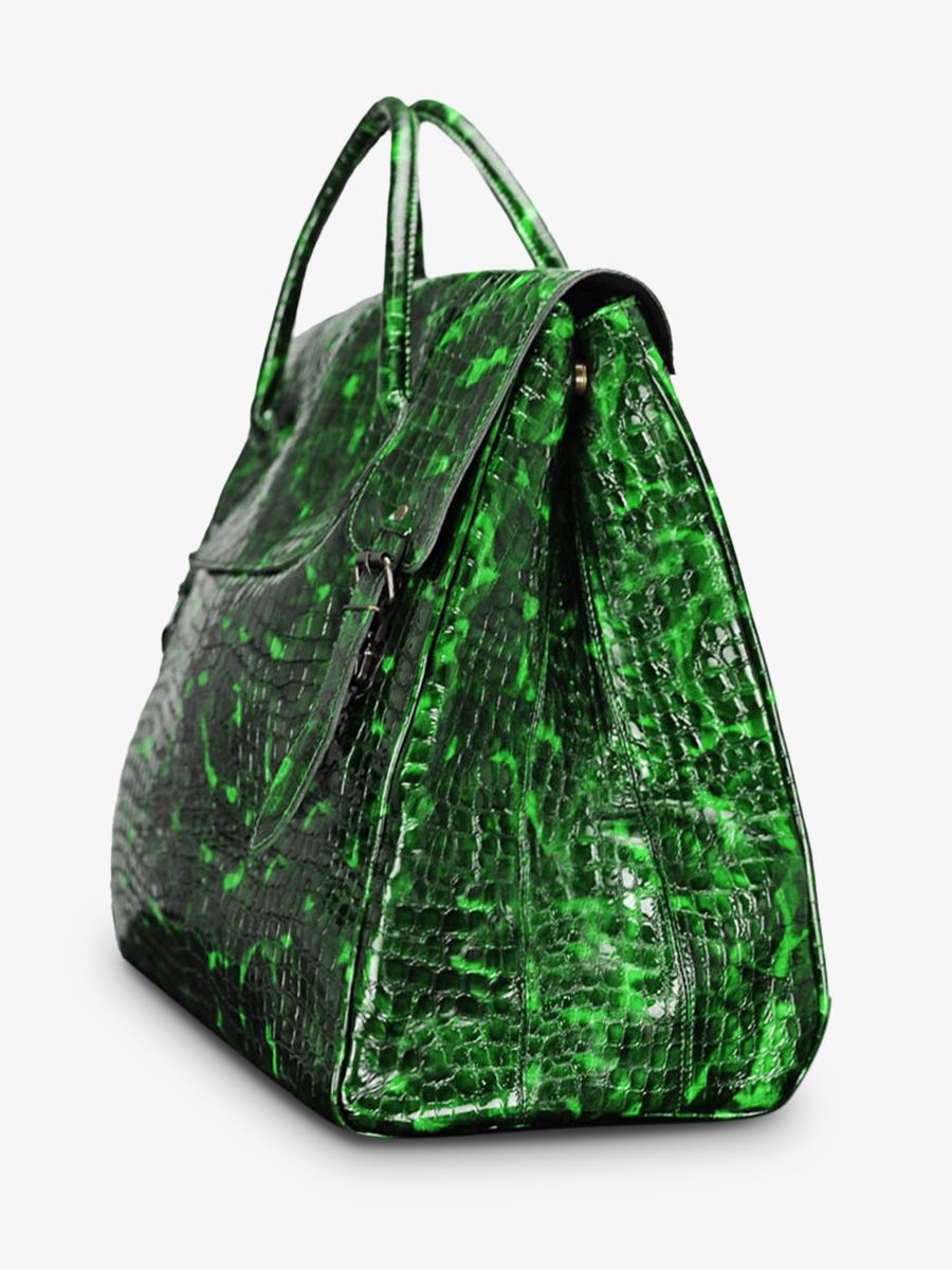 photo-vue-de-cote-grand-sac-de-voyage-cuir-homme-vert-rouen-delhi-caiman-emeraude-verni-paul-marius-m105-c-ed