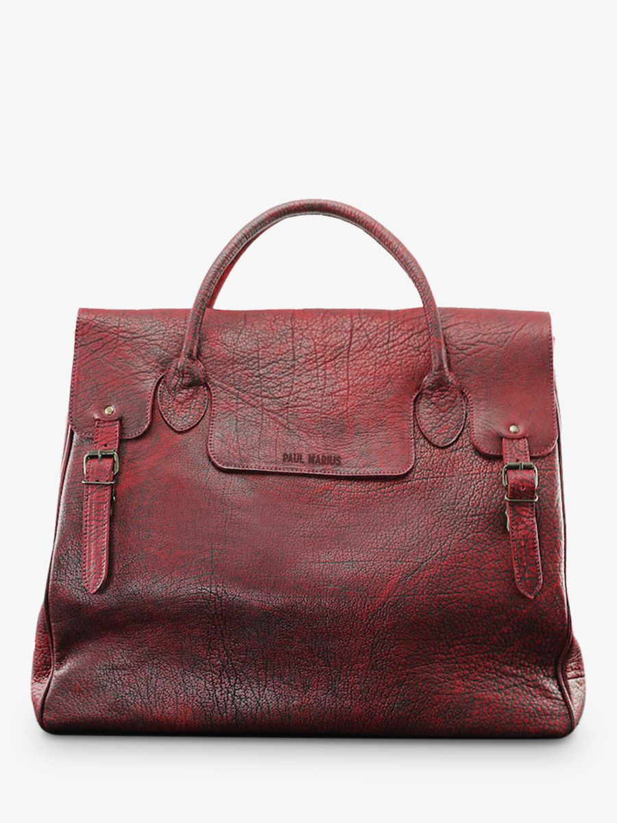 Sac de voyage en Cuir - Rouge foncé - Grand format