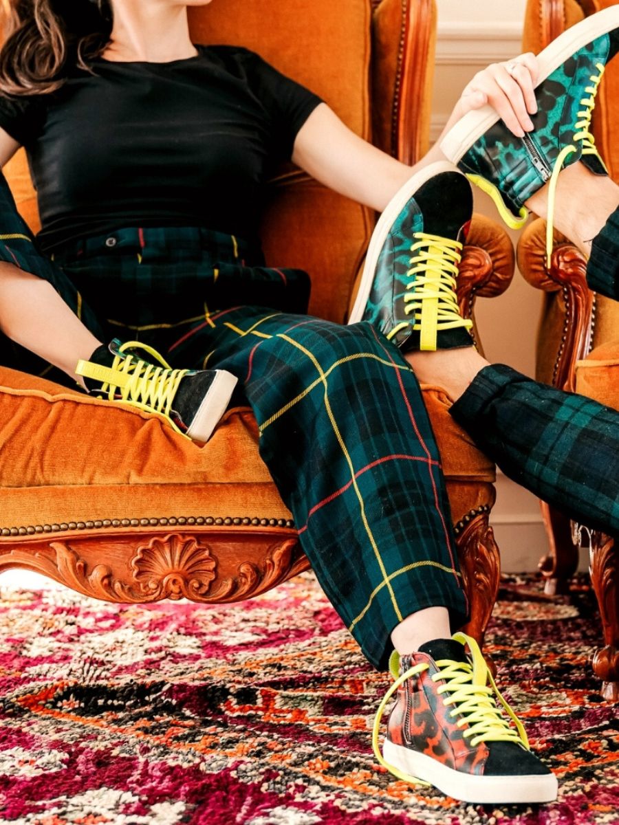 PM001 Bicolore Leopard Vert Rouge sneaker femme cuir Leopard Vert Rouge PAUL MARIUS