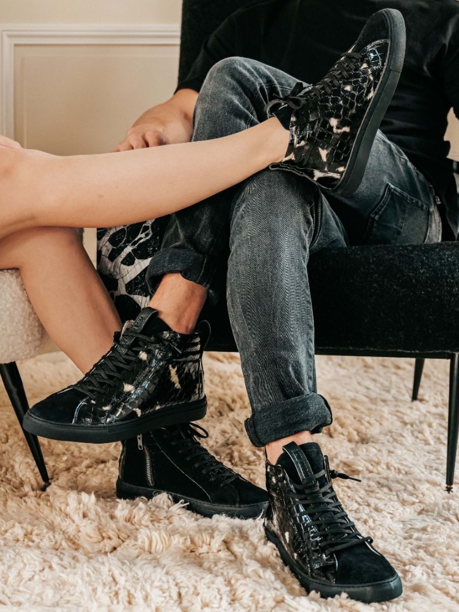 Basket femme cuir noir clearance