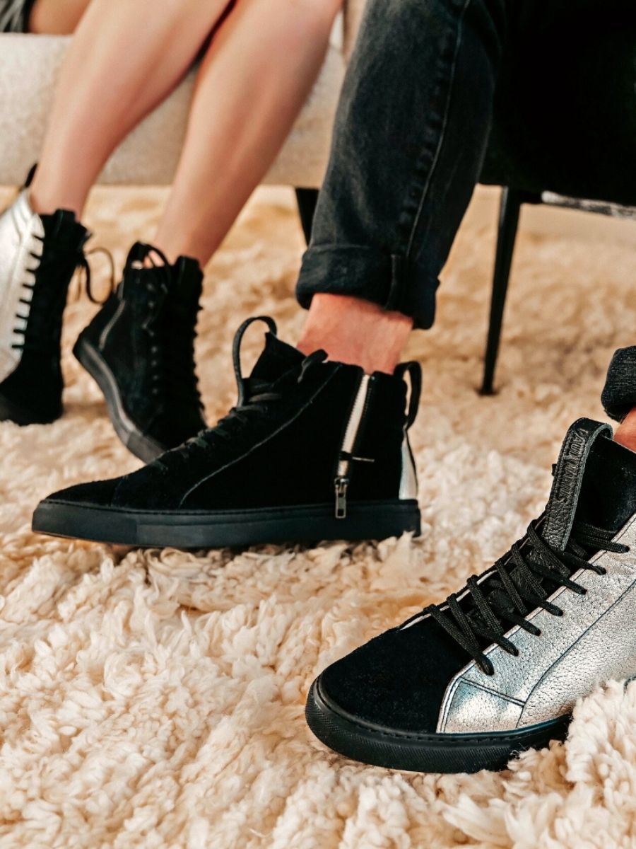 PM001 Argente Noir sneaker femme cuir Argente Noir PAUL MARIUS