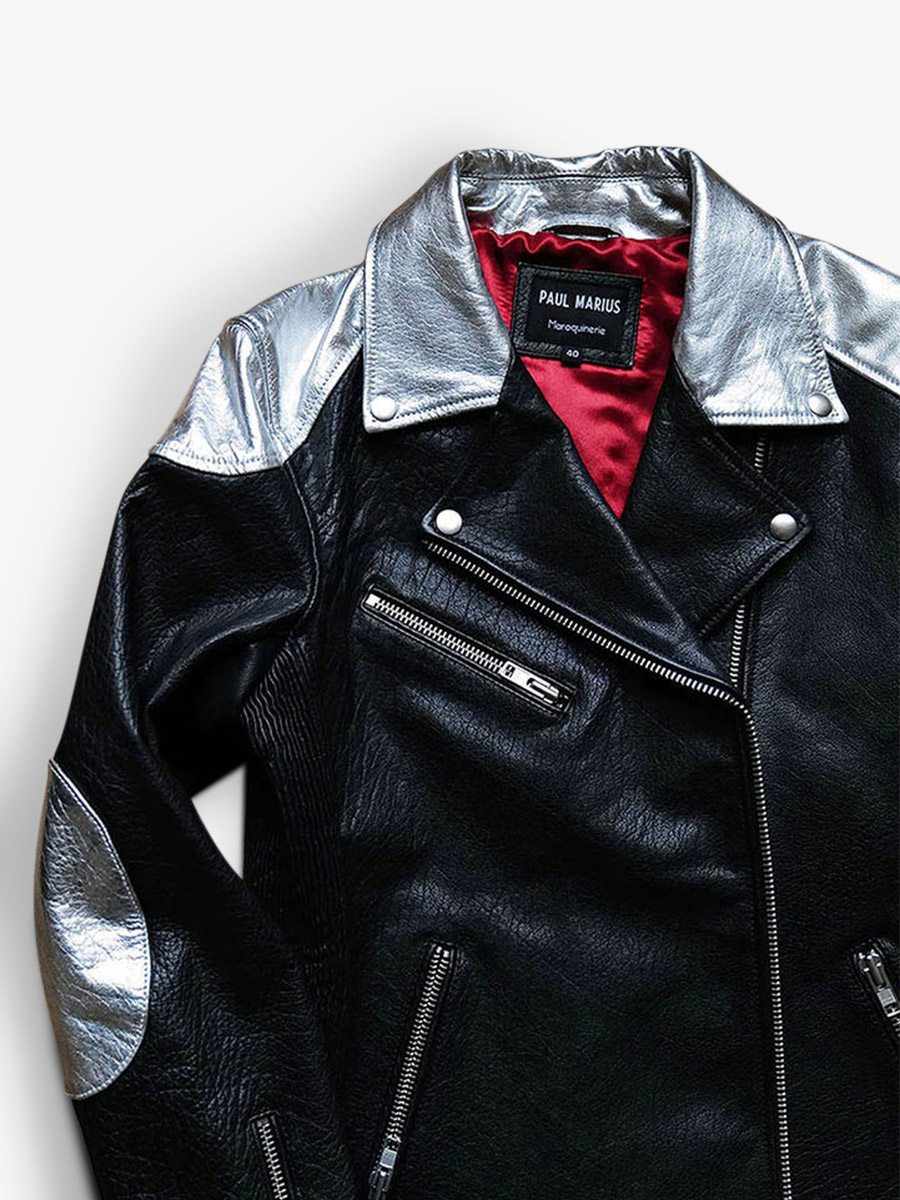 Veste cuir 2025 argenté