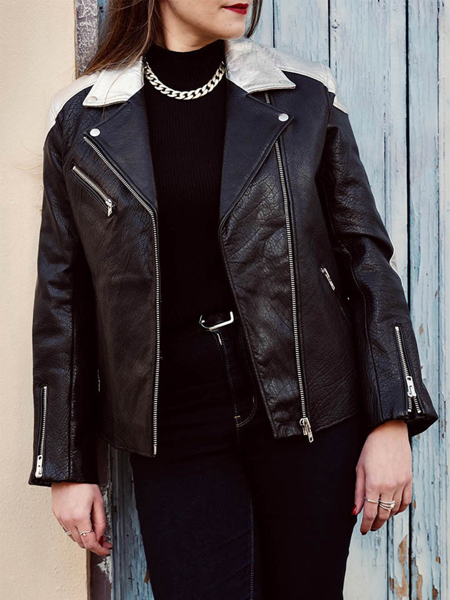 Perfecto store argenté femme