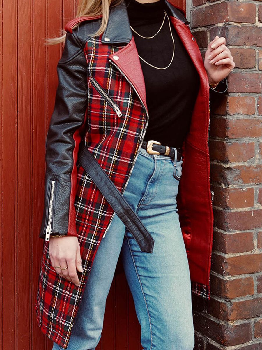 Veste tartan deals rouge femme