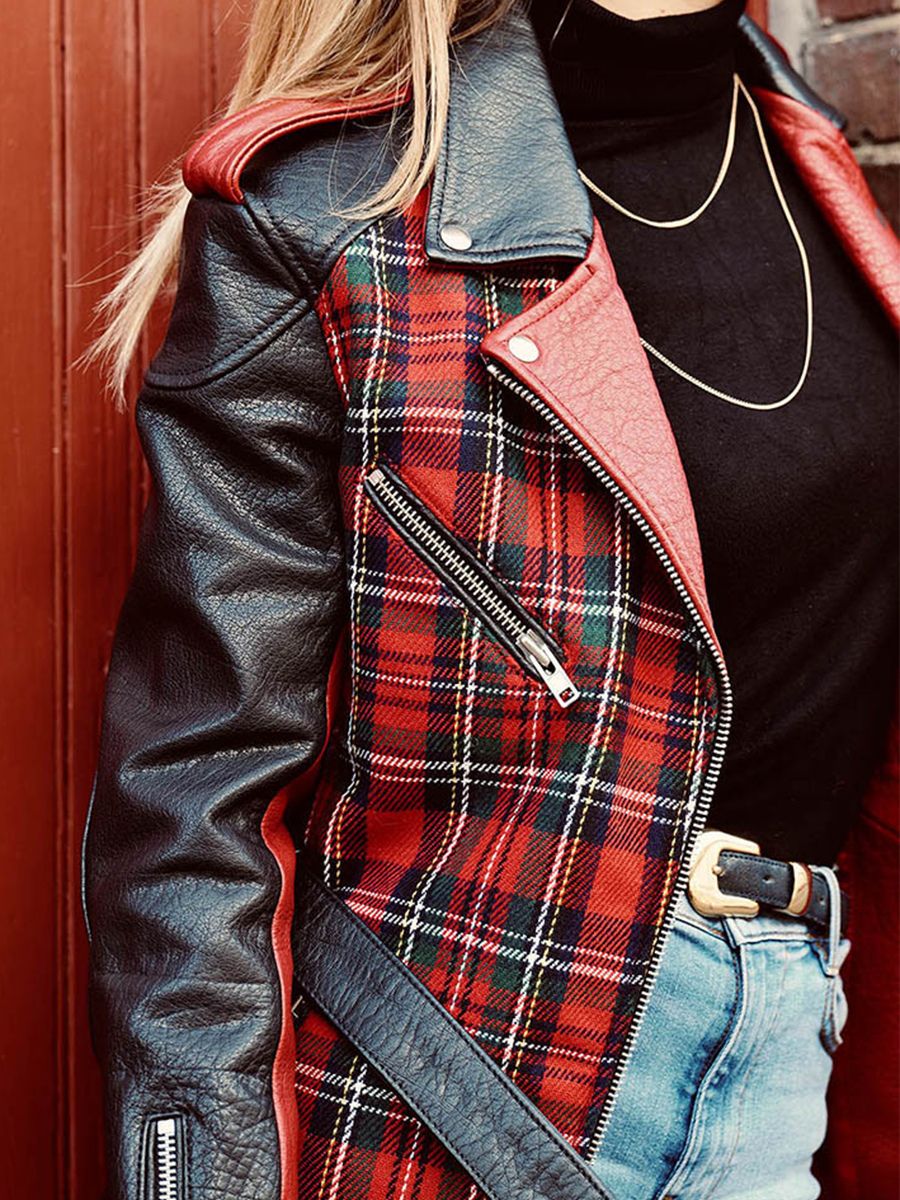 Veste tartan rouge femme outlet