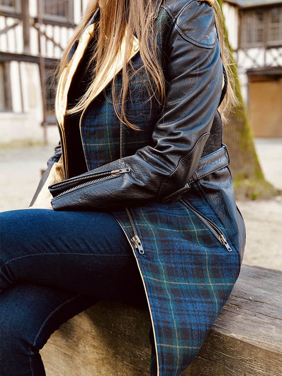 photo-vue-de-face-trench-cuir-femme-vert-letrench-tartan-vert-paul-marius-wtc-sco-gr-s36