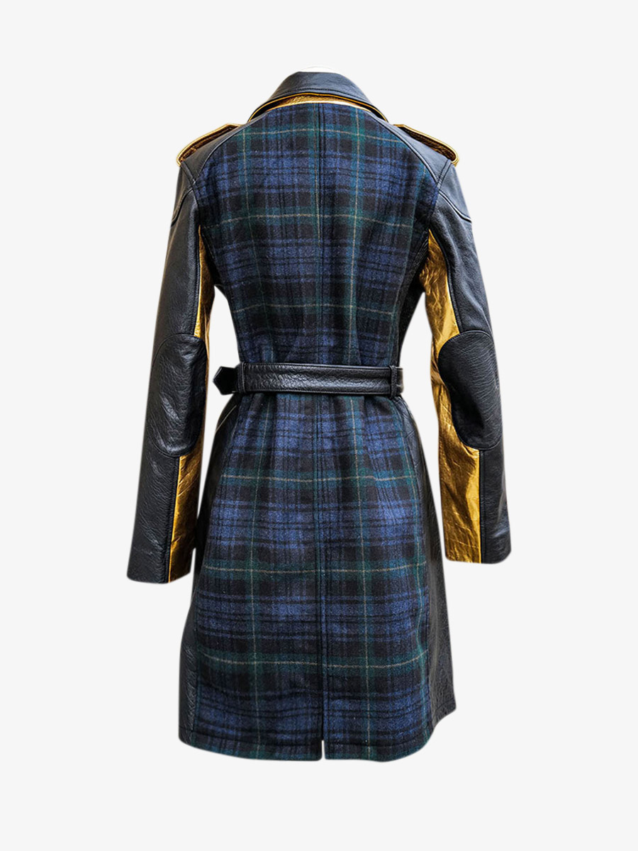 LeTrench Tartan Vert trench cuir femme Vert PAUL MARIUS