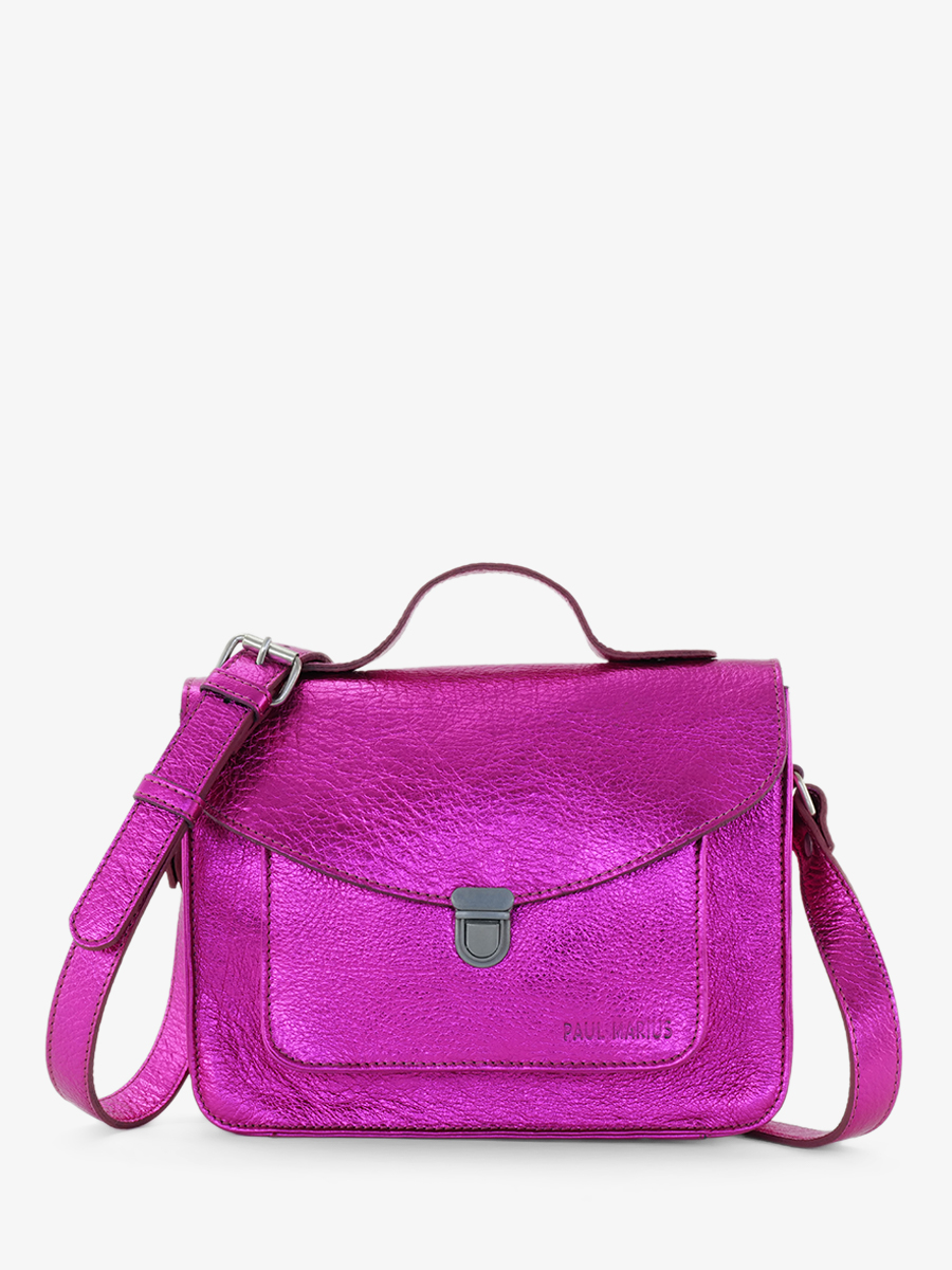 photo-vue-de-face-sac-bandouliere-cuir-femme-rose-mademoiselle-george-ultraviolet-paul-marius