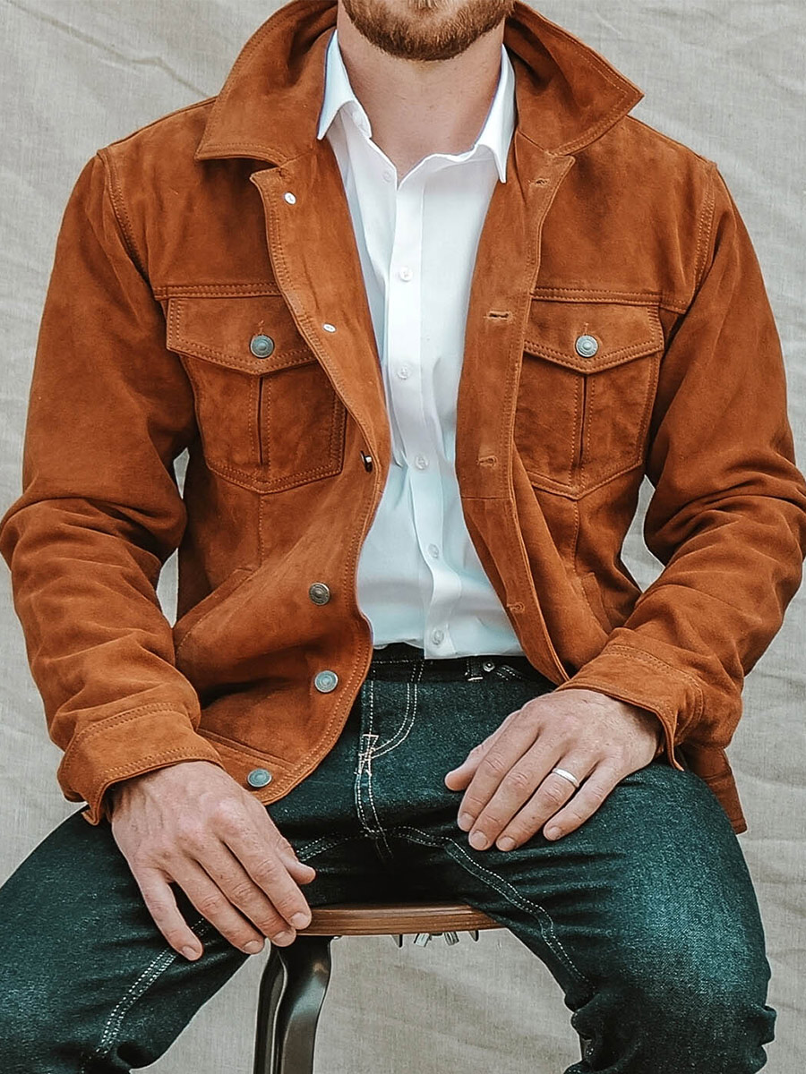 Veste en on sale cuir brun homme