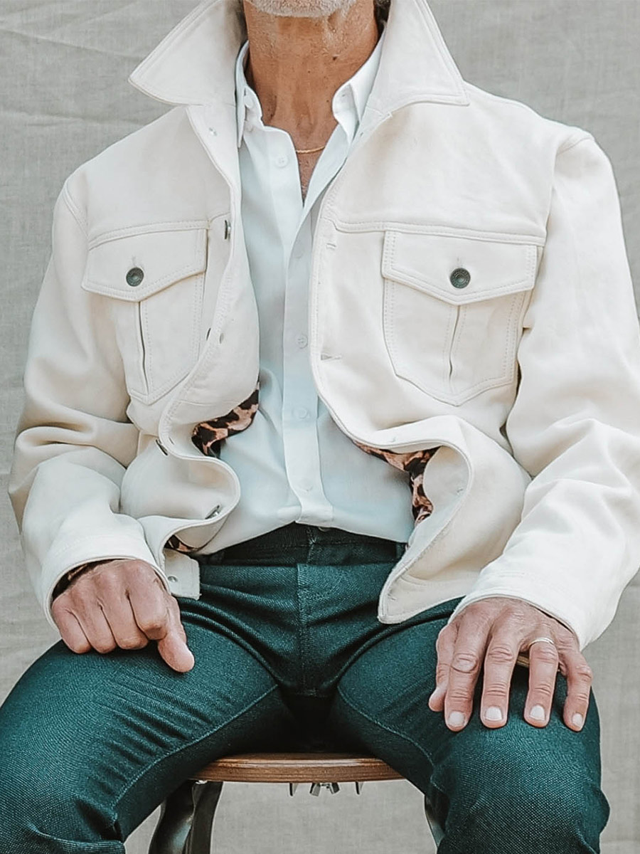 Veste en cuir 2025 blanche