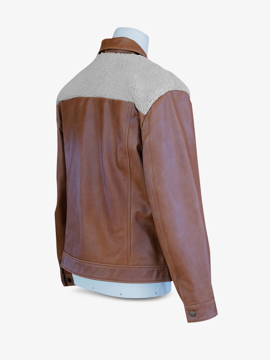 Veste demi-longueur en cuir marron pour homme